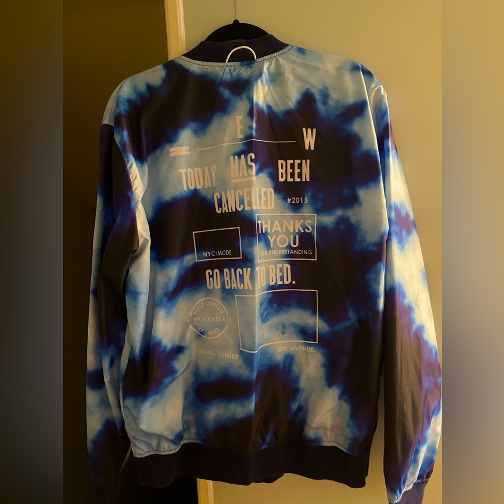 Bershka Blue tie-dye lightweight Windbreaker